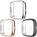 Wepro Screen Protector Case Compatible with Fitbit Versa 2 Smartwatch, 3-Pack Soft TPU Plated Bumper Full Cover Cases for Fitbit Versa Watch, Black/Silver/Rose Gold, Shock Proof Fit Shell Replacement