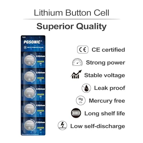 image for PGSONIC CR2025 3V Lithium Battery (15pcs), 5 Count (Pack of 3)