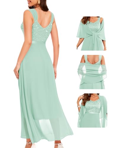 Image of BeryLove Summer Formal Wedding Guest Prom Dresses Sequin Cocktail Evening Lace Elegant Mother of The Bride Dress