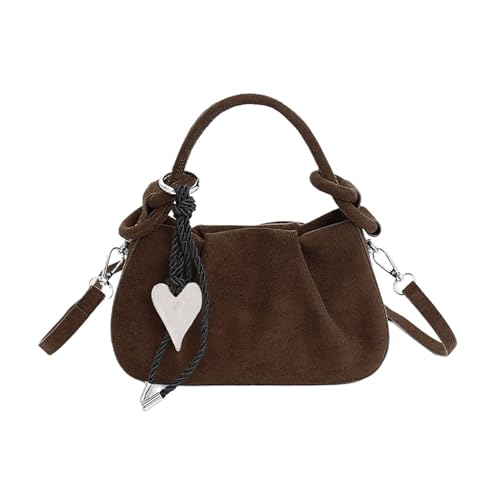 Bolso pequeño de gamuza marrón para mujer