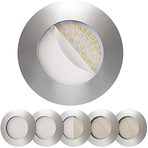 Scandinavian home 6er Set LED Einbaustrahler 230V 60mm - 70mm I Badezimmer geeignet I warmweiß CRI 90 4,5W 500lm 3000K 68mm I Edelstahldesign mit Milchglas I LED Spot Deckeneinbauleuchte flach Cover