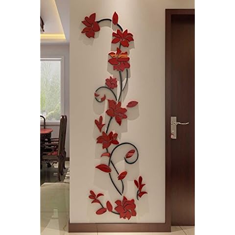 3D Rattan Flower Wall Murals for Living Room Bedroom Sofa Backdrop Tv Wall Background, Originality Stickers Gift, Wall Decor Decal Sticker (70(H) x 22(W) inches) Cover