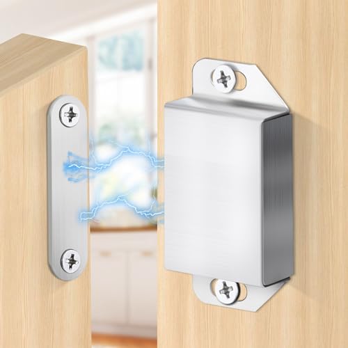 6 Pack | Magnetic Door Catch Heavy Duty - 30 Lbs Pull Force for Cabinet Doors, Window Shutters, Cupboard Doors and Closet Door, Made of Stainless Steel - Anti Rust & Long Performance.