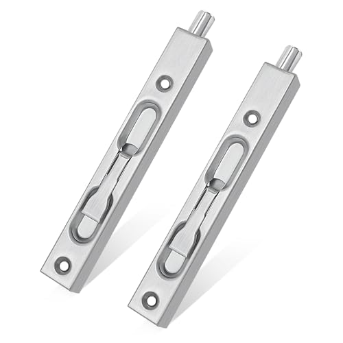 MOSECYOU French Door Lock Flush Bolt 6”, 2 Pack, Bolt Latch for Double Doors, Flip Lever Mechanism, Door Top/Bottom Lock for Sliding/Patio/Storm Door (Satin Nickel, 6 in. - 2pack)