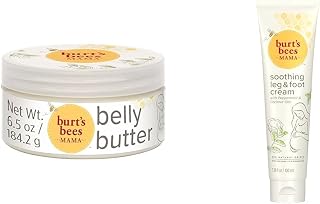 Mama Bee Belly Butter, Leg & Foot Cream - Pregnancy Stretch Mark Prevention Cream, 6.5 Oz Tub & 3.38 Oz Foot Cream