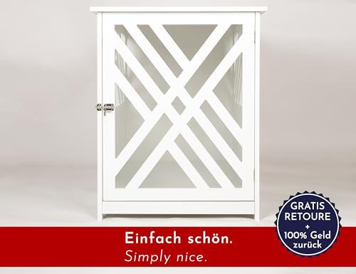 WONDERMAKE® Design Hundekäfig aus Holz für Zuhause Wohnung mit Beistelltisch, Hundebox fürs Wohnzimmer Indoor, 90x60 cm weiß