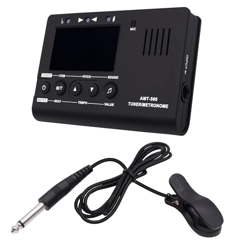 CybNemo Metronome Guitar Tuner Tone Generator 3 in 1 Digital Metronome Bass Violin Tuner with Contact Clip-on Microphone for Chromatic Guitar Ukulele, Flute- Use AAA Battery (Not Included)