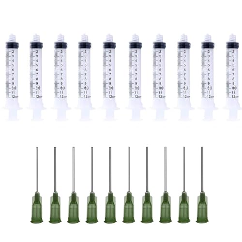 10ml Sterile Syringe 14g x 1\" Blunt Tip Needles - 10 Pack - Ideal for Accurate Dispensing, Crafting, DIY Projects, and Liquid Handling