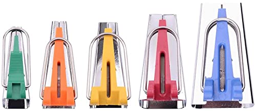 Kipviare Tape Makers Set of 5 Sizes Fabri Bias Tape Maker Kit 6mm 9mm 12mm 18mm 25mm DIY Quilting Tools Kit (Assorted Color)