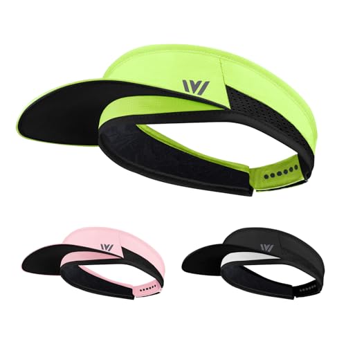 SPF 50 Golf Sonnenkappe, verstellbar für Outdoor Laufen und Joggen Sonnenvisier, atmungsaktiv, leicht mit breitem Schweißband (Leuchtgrün)