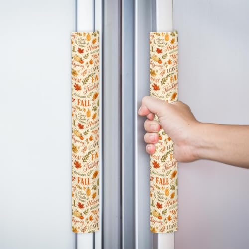 Image of Autumn Refrigerator Door Handle Covers Set of 2 Fridge Door Handle Decor