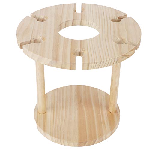 Wine Glass Holder, Wooden Freestanding Tabletop Stemware Storage Rack for Display 6 Glass and 1 Wine Bottle