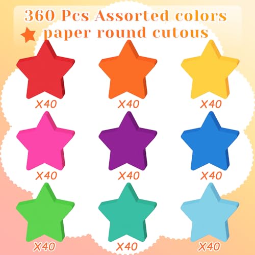 Image of Kisston 360 Pcs Star Cutouts Paper 3.9 Inch Assorted Colors Star Die Cuts Classroom Bulletin Board Decorations Star Shaped Card Stock for DIY Projects Craft School Wall Decor