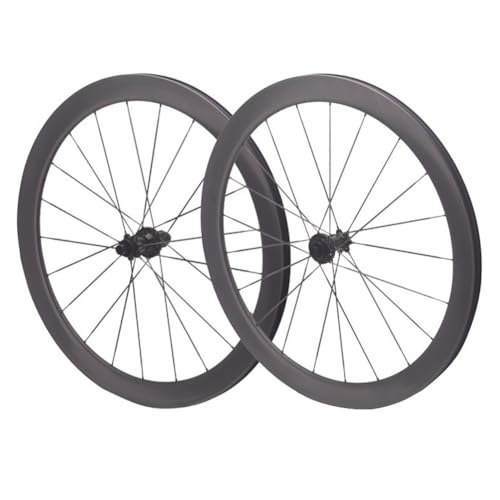 700C Road Bike Disc Brake Wheelset Carbon Spokes Front 24 Rear 24, 50mm Carbon Rim for 8-12 Speed Cassette, 12 * 100/142mm Thru-Axle