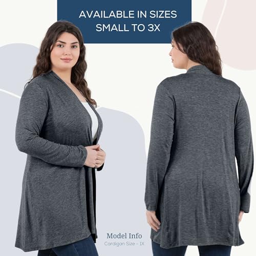 Image of Azules Long Sleeve Womens Cardigan, Flowy Longer Rayon Sweater Lightweight Cardigan for Casual or Dressy Outfits