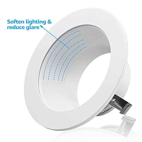 torchstar 4 inch classic white recessed light trim metal step baffle trim fit halojuno remodel recessed housing 4 inch can light trim for par16 par20 br20 white pack of 6