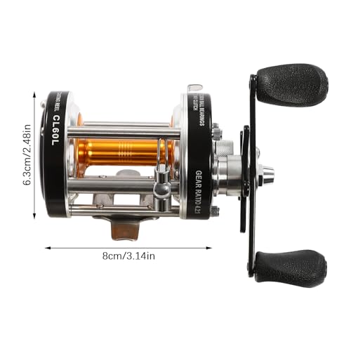 Round Baitcasting Reel #60 Black Left Conventional Reel for Catfish 4.2:1 Gear Ratio Beach Casting High Stability Reel Baitcasting Fishing Reel, Fishing Assistant Reel for Inshore and Deep Sea Fishin - Image 4