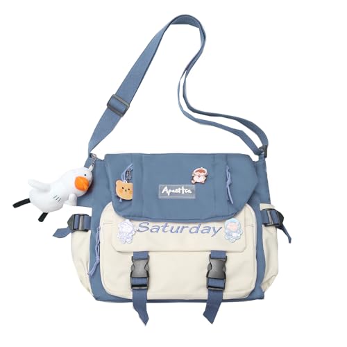 HuiYStar Niedliche Messenger Bag für Teenager-Mädchen Frauen,Kawaii Messenger Bags Geldbörsen Crossbody Shoulder Purse mit Pins und Gefüllten Anhänger Geschenk