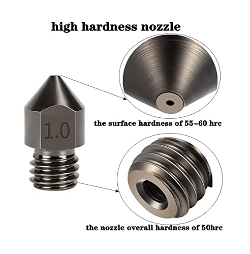 Bicos de impressora 3D, aço endurecido alta temperatura aço Mk8. Bocal, 1.0mm compatível com 1,75mm