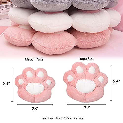 Cute Cat Paw Shaped Pillow Seat Cushion 28" X 24", Soft Jumbo Lazy Sofa Kawaii Bear Paw Pillows Tatami Floor Seating Cushions Mat Chair Pad For Dining Room, Bedroom, Office, Living Room, Medium Grey #TOP1