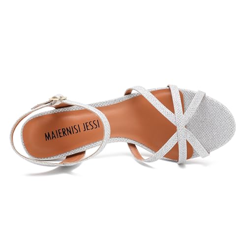 Image of MAIERNISI JESSI Unisex Men's Women's Strappy Sandals, Kitten Heel, Slingback, Open Toe, Dress Shoes