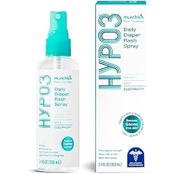 Munchkin HYP03 Diaper Rash Hypochlorous Acid Spray for Face and Body, Removes Rash-Causing Germs, Helps Promote Healing, Gentle for Sensitive & Eczema-Prone Skin, 3.4 Ounce