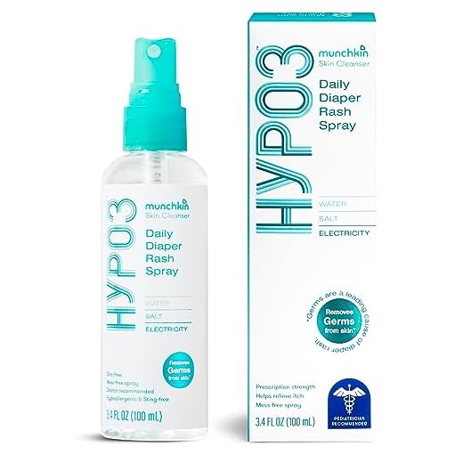 Munchkin HYP03 Diaper Rash Hypochlorous Acid Spray for Face and Body, Removes Rash-Causing Germs, Helps Promote Healing, Gentle for Sensitive & Eczema-Prone Skin, 3.4 Ounce