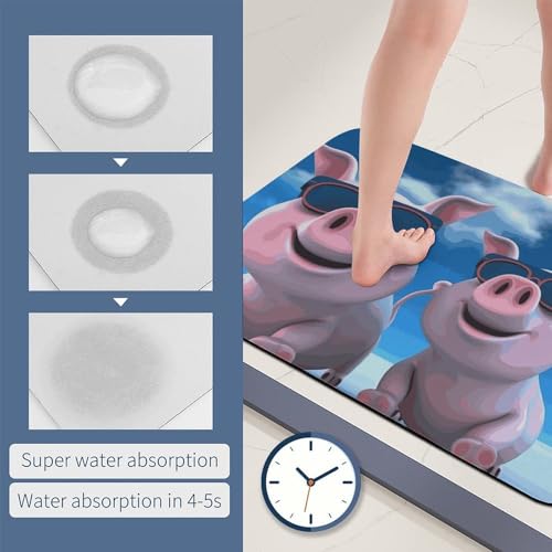 Tapis de sol diatomée imprimé 3D cochons tapis absorbant antidérapant - 7