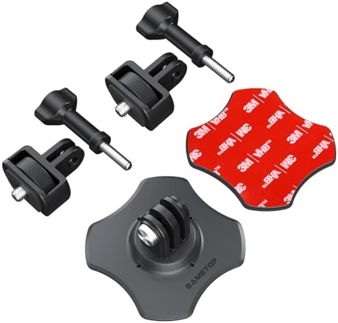 Sametop Flexible Adhesive Mount 3M Sticky Helmet Attachment Compatible with GoPro Hero 13 12 11 10 Max 9 8 7 6 Session Insta360 X5 X4 X3 X2 ONE DJI Osmo AKASO Action Cameras (2 Packs)