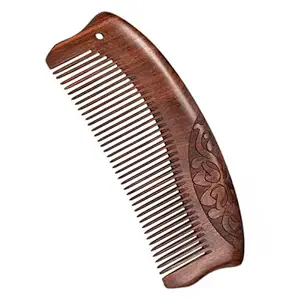 Natural Sandalwood Comb - Anti Static Wooden Comb for Women, Smooth Detangling Fine Tooth Hair Comb, Portable Travel Wood Combs for Curly & Straight Hair