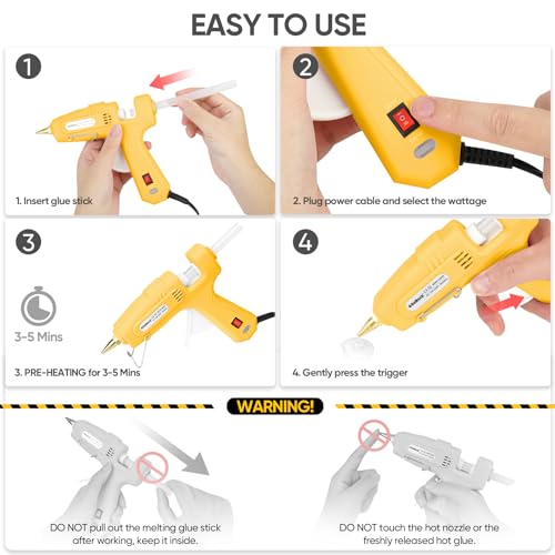 Image of ROMECH Full Size Hot Glue Gun with 60 /100W Dual Power and 21 Hot Glue Sticks (7 /16 inch), Fast Preheating Heavy Duty Industrial Gluegun with Storage Case for Crafting, DIY and Repairs (Yellow)