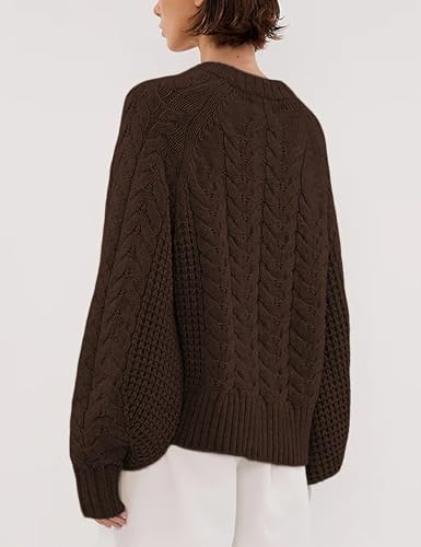 Image of Cable Knit Cardigan for Women Open Front Sweater Casual Loose Long Sleeve Button Outerwear Coats