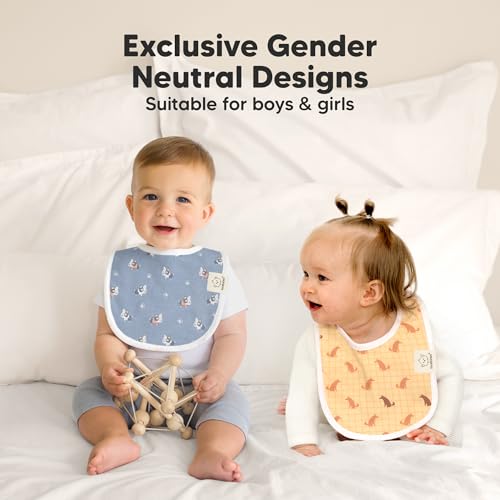 Image of 8-Pack Organic Baby Bibs for Boys, Girls - Soft Cotton Drooling and Teething Bibs for Baby Girl & Boy, Extra Absorbent, Easy to Clean & Put On for Toddler, Newborn, Infant 0-24 Months (Pets & Paws)