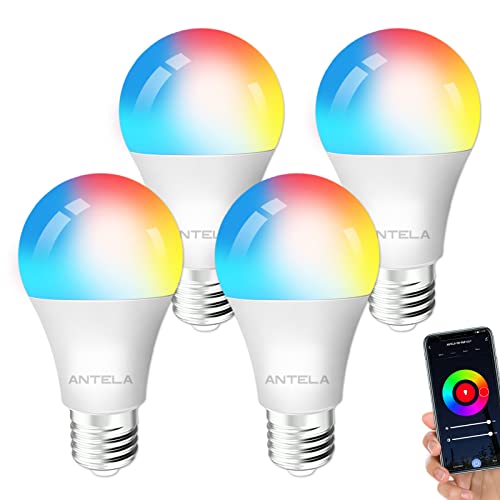 ANTELA Lampadine LED Alexa Inteligente WiFi, Dimmerabile Lampadina Smart 9W, RGB & 2700K-6500K bianco freddo caldo, compatibile con Alexa/Google Home, 4 pcs