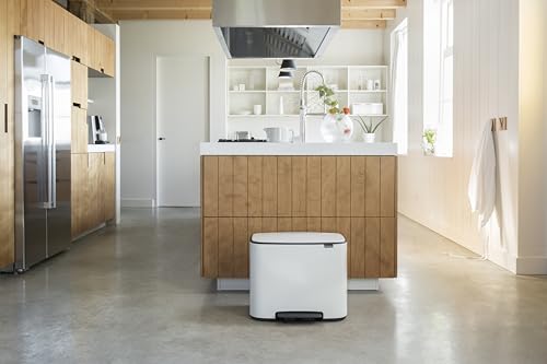 Brabantia Bo Step-On Kitchen Trash Can with Single Compartment | White | 9.5 Gal Inner Bucket | Soft-Close Garbage Can, Light Pedal Operation, Stay-Open Lid | Fits Against Wall | + Trash Bags by Brabantia - Image 6
