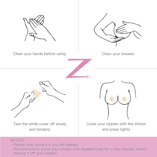 QueenVibes 40 Pieces Breast Covers Nipple Cover Pasties, Disposable Nipple Covers, Bra Pad, Self-Adhesive No Show Bra For Women (Standard 6 cm, Beige) 6