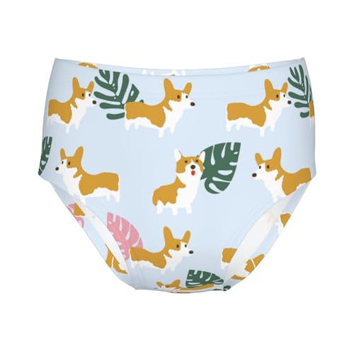 Corgi Dog In The Tropical Leaf Girls' Underwear Soft Cotton Little Girls Panties Comfort Briefs