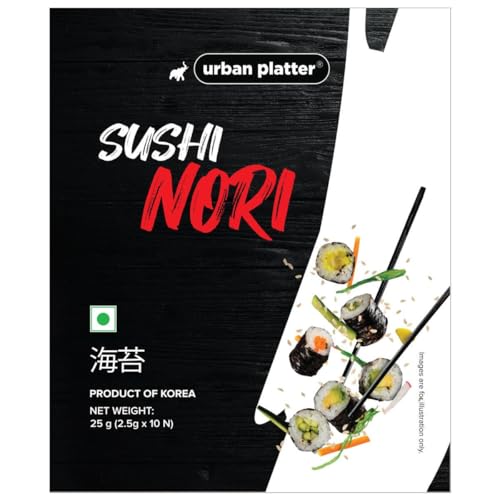 Urban Platter Sushi Nori Sheets, 25g / 10 Sheets (Roasted Seaweed Sheets | Umami-Rich | Essential for Sushi & Asian Cuisine | Product of Korea)