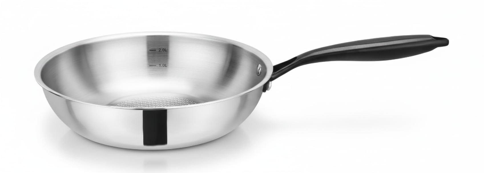 ARTHUR MARTIN - Sauteuse 26 cm - Acier Inoxydable TRIPLY - Diffusion de Chaleur Optimale - Fond Avéolé Innovant - Système de Dosage d'Huile - Poignée Ergonomique PVD Noir