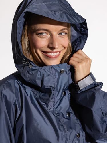 Ela Mo Regenponcho Damen - Stilvoller Fahrrad Regenschutz - wasserdicht - Super leicht - Poncho Regencape für Festival, Outdoor (Navy)