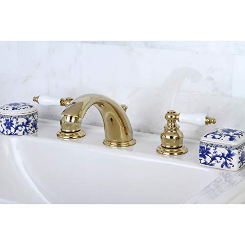 Kingston KB972PLB Widespread Bathroom Faucet, Polished Brass by Kingston Brass - Used condition - Image 2