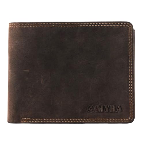 Myra Bag Distressed Western Leather Bifold Wallet for Men - Brown