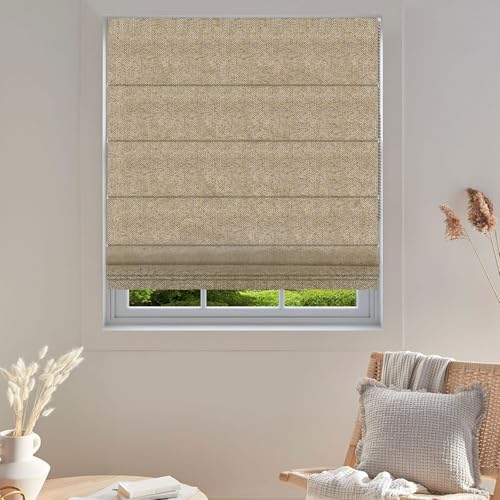 TINFONBLY Blackout Custom Roman Shades for Windows, Thermal Insulated Sunlight Blocking Window Blinds for Home Office, Privacy French Door Shade, 57 ½