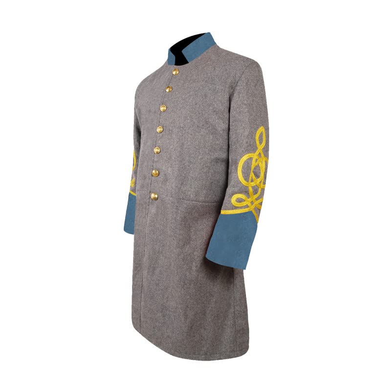 US Civil War General's Frock Coat with Solid Cuff & Collar - Braid 4