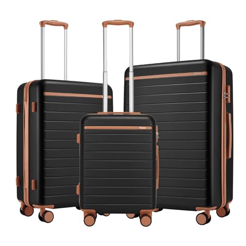 Kono Lot Valise Set de Valise 3 Pièces 55/66.5/76.5cm Valise Rigide ABS+PC Léger Durable Suitcase...