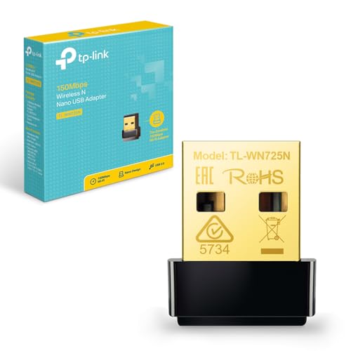 TP-Link TL-WN725N USB WiFi Adapter for PC/Laptop, 150Mbps Wireless Nano USB 2.0 Adapter, Wi-Fi Dongle for streaming/internet calls, Supports Windows 1