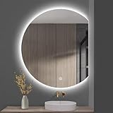 glfnb specchi da toeletta da bagno con specchio decorativo semicircolare a led, specchio per trucco a led montato a parete, 3000-6000k regolabile, memoria, dimmerabile, interruttore tattile, 3 met