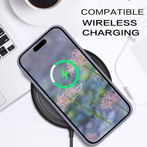 Image of M Cart Liquid Silicon case for iPhone 14 Pro Max, Soft TPU Shockproof Scratch Resistant Slim Thin Protective Cover (Blue Grey)