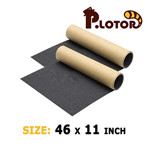 P.LOTOR 46" x 11" Skateboard Grip Tape, Bubble Free Waterproof Black Anti Slip