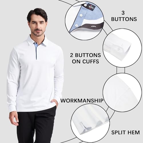 Image of Men's Business Long and Short Sleeve Polo Shirts Mercerized Cotton Blend Casual Stylish Collared Shirts